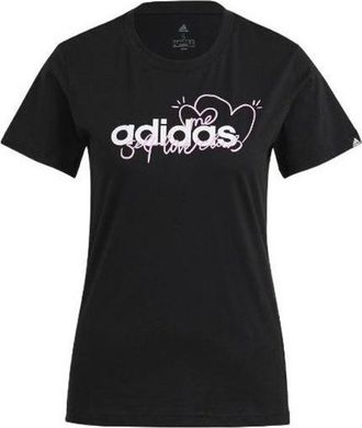adidas (WMNS) adidas Heart Graphic T-Shirt Asia Sizing Black White GL6844