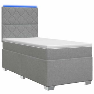 vidaXL Cama Con Base Tapizada, Colch&oacute;n Y Luz Led Gris Claro Tela Vidaxl