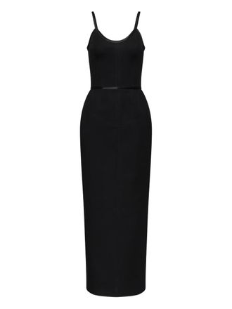 Thom Browne satin-detail tipped maxi dress - Zwart