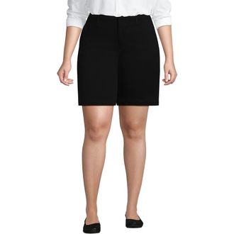 Lands End Plus Size Elastic Back Classic 7 Chino Shorts in Black at Nordstrom, Size 16Short