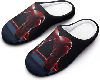 Generic Boxing Gloves Womens Slippers Warm House Slippers Indoor House Shoes with Anti-Skid Rubber Sole