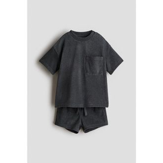 H&M 2-piece Ribbed Terry Set in Dark Gray at Nordstrom, Size 12M