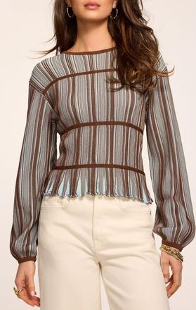 Ramy Brook Ashlyne Stripe Sweater in Sepia Combo at Nordstrom, Size Xx-Large