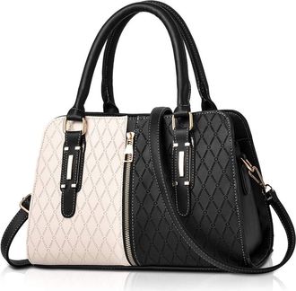 Nicole & Doris Women Small Handbag PU Leather Structured Shoulder Bag Satchel Black