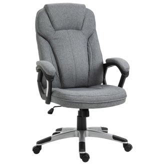 Vinsetto Linen Executive Office Chair Height Adjustable Swivel Chair - Grey | TJ Hughes