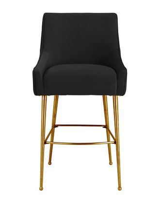 TOV Furniture Tov Furniture Beatrix Pleated Black Velvet Bar Stool