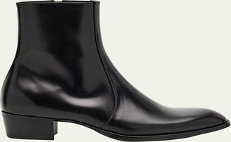 Saint Laurent Mens Roman 35 Leather Side-Zip Ankle Boots