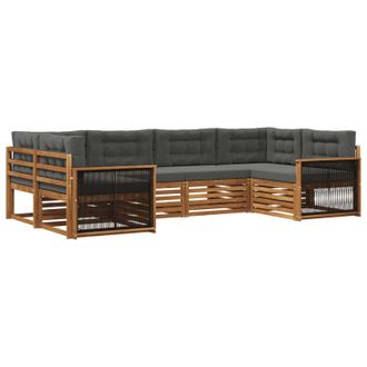 vidaXL Conjunto De Sof&aacute;s De Exterior 6 Pcs Natural Y Antracita Vidaxl