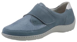 Waldl&auml;ufer Klettschuh WALDL&Auml;UFER HENNI-Soft, Damen, Gr. 4,5 (37,5), blau (jeansblau, silberfarben), Nubukleder, Textil, unifarben mit Farbeinsatz, Schuhe Klettsc