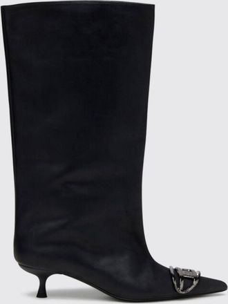 Diesel Stivali D-Venus in pelle al polpaccio con logo Oval D e tacco a stiletto