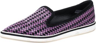 Nicholas Kirkwood Black/purple Embroidered Satin And Suede Trim Alona Pointed Toe Loafers