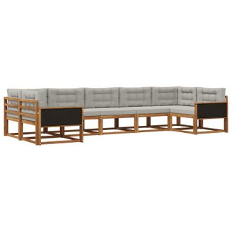 vidaXL Conjunto De Sof&aacute;s De Exterior 7 Pcs Natural Y Gris Claro Vidaxl