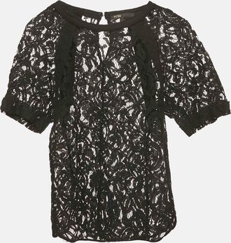 Sandro Black Lace Sheer Top
