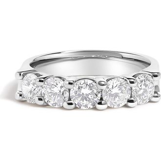 House of Brilliance 14K White Gold 1 1/2 Ctw Diamond 5 Stone Band Ring at Nordstrom, Size 8.5