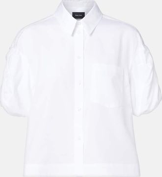 Simone Rocha Camicia cropped in popeline di cotone con maniche a sbuffo