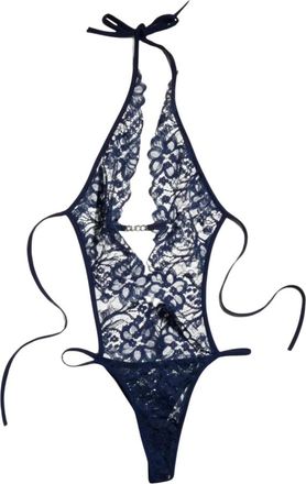 Gucci Body de encaje floral - Tops - Mujer - Azul - M
