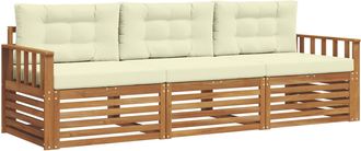 vidaXL Conjunto De Sof&aacute;s De Exterior 3 Uds. Natural Y Crema Vidaxl