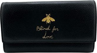 Gucci Black Leather Long Wallet (Tri-Fold) (Pre-Owned)