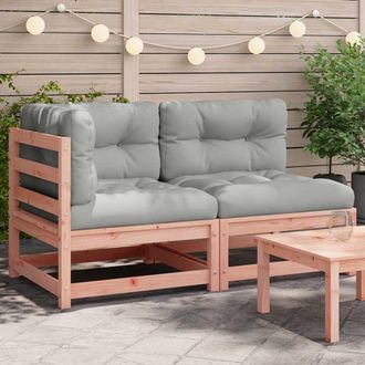 vidaXL Sof&aacute; De Jard&iacute;n 2 Plazas Con Cojines Madera Maciza De Douglas Vidaxl