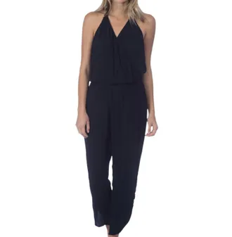 Green Dragon Halter Jumpsuit In Black