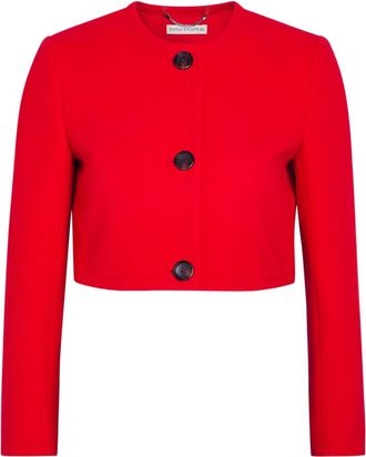 Emilia Wickstead Lizette Wool-crepe Cropped Jacket - Red - 14 (UK14 / L)