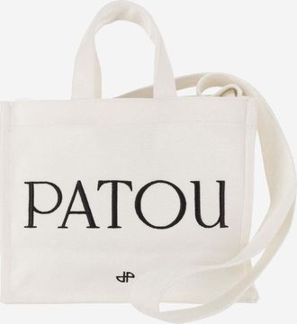 Patou Womens Cotton Tote Bag Cream White Shoulder