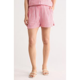 Caslon Cotton Gauze Shorts in Red Radish Brianne Stripe at Nordstrom Rack, Size X-Large