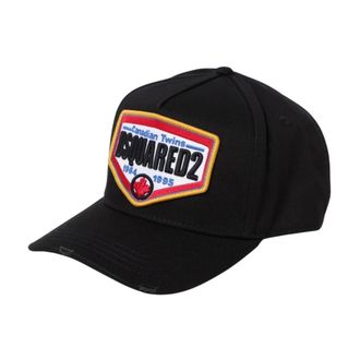 Dsquared2 Caps, male, Black, Size: ONE SIZE Embroidered Patch Baseball Cap