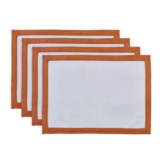 Solino Home Linen Placemats - Classic, 14 x 19 in Cinnamon And White at Nordstrom, Size Medium