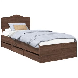 vidaXL Estructura De Cama Roble Marr&oacute;n 100 X 200 Cm Madera Ingenieril Vidaxl