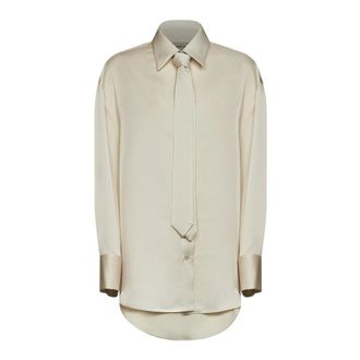 Blanca Vita Camisa con cuello de lazo - Blouses & Shirts - Mujer - Beige - XS