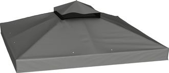 OUTSUNNY Techo De Repuesto Para Cenador 3x3 M Con Techo Doble, Orificios De Drenaje Y Protecci&oacute;n Uv, Solo Toldo De Recambio Para Pabell&oacute;n, Gris
