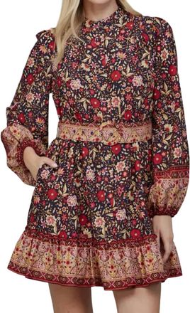 Fate Border Print Belted Button Down Mini Dress In Multi