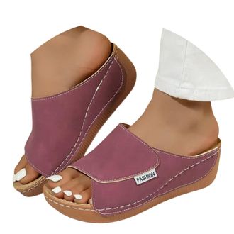 Generic Orthopedic Sandals Women White Wedge Sandals for Women Wide Fit Ladies Sliders with Arch Support Open Toe Non Slip On Platform Shoes Dressy Casual Sum