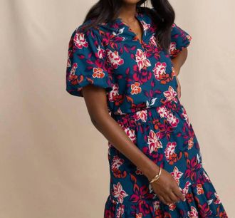 Southern Tide Tinsley Aster Bouquet Top In Teal Haze