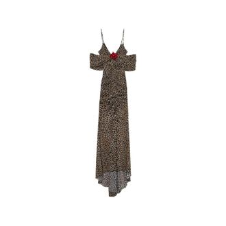 Blumarine Vestido Largo de Jersey Estampado con Broche - Dresses - Mujer - Marr&oacute;n - 2XS
