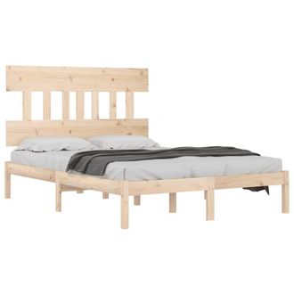 Berkfield Home Beautiful Bed Frame Solid Wood 120x190 cm Small Double in Light Tan