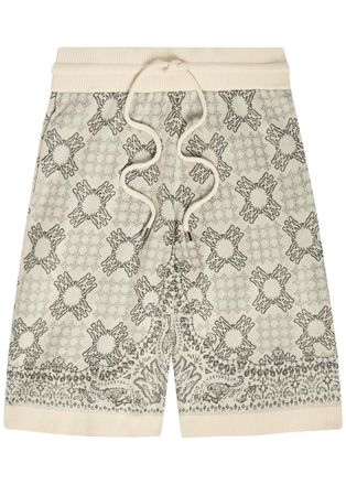 Amiri Checked Logo-monogram Cotton-blend Shorts - Off White - L