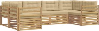 vidaXL Conjunto De Sof&aacute;s De Exterior 6 Uds. Y Beige Poli&eacute;ster Vidaxl