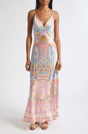 Camilla Gaudi Print Silk Charmeuse Slipdress in Howdy Gaudi at Nordstrom, Size Medium