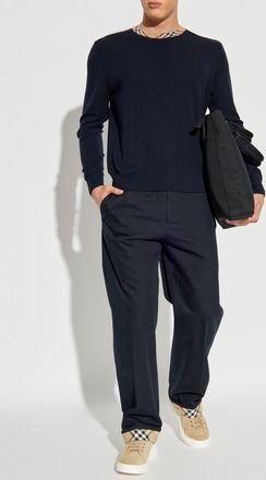 Burberry Creased Trousers, Mens, Navy Blue