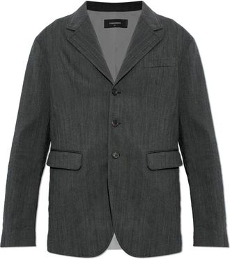 Dsquared2 Open Lapel Blazer - Heren - Blazers - Grijs - L - Katoen - Jassen