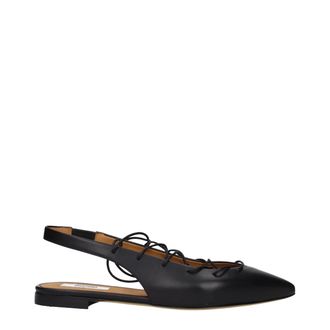 Moschino Black Leather Womens Flats