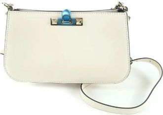 Valentino Pre-owned Leather Shoulder Bag - Dames - Vintage Schoudertas - Beige - ONE Size - Leer - Vintage