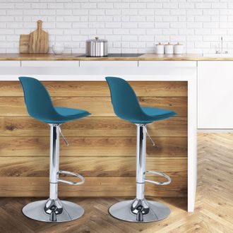 IDMarket Lote De 2 Taburetes De Bar De Dise&ntilde;o Karl Azul Pato