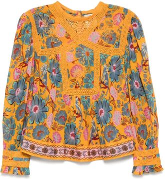 Farm Rio Top Mica a maniche corte - Giallo