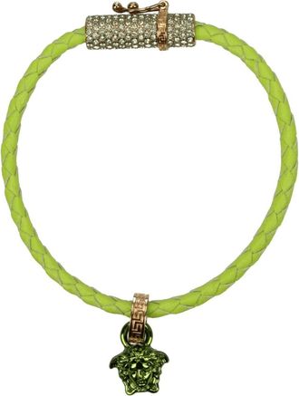 Versace Womens Medusa Charm Bracelet - Green Leather - One Size