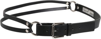 Dolce & Gabbana Black Leather Classic Metal Logo Buckle Mens Belt (Pre-Owned)