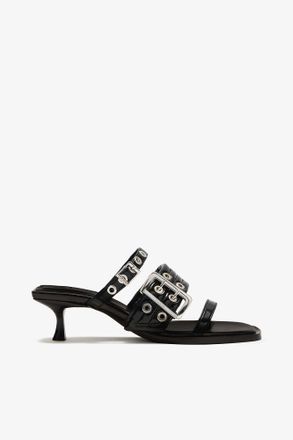 Ganni Buckle Strap Mule in Black - Size 10