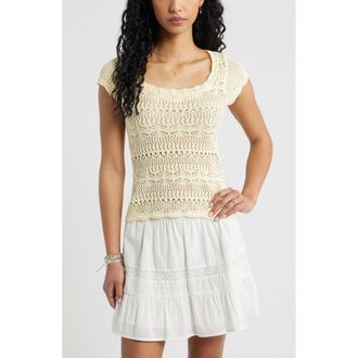 BP. Cotton Pointelle T-Shirt in Yellow Frost at Nordstrom, Size Xx-Small